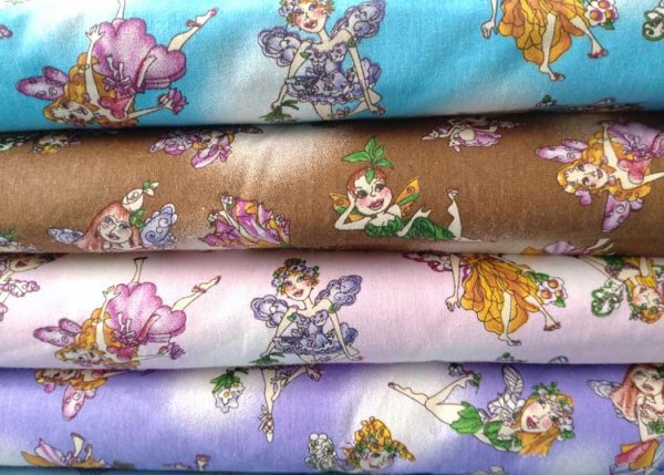 Nelly cotton turquoise fabric with ballerinas and fairies